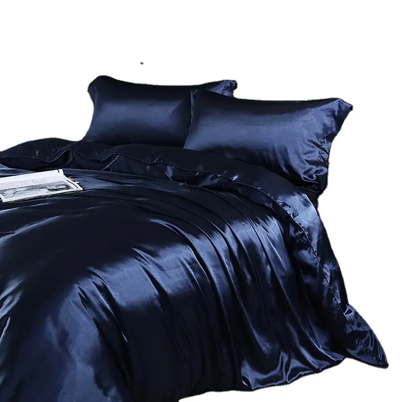 Bộ đồ giường mượt mùa hè mát mẻ 100% bắt chước lụa Duvet cover, tấm & gối sang trọng Khăn trải giường cung điện nhà dệt bộ đồ giường