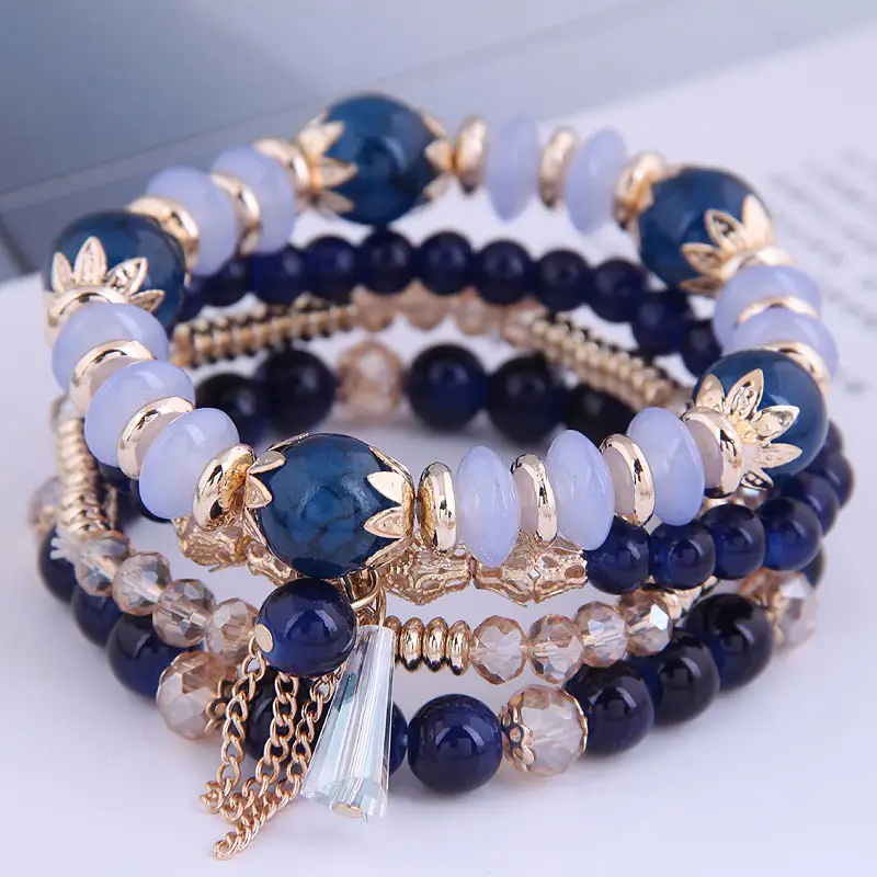 W150735182 Mode Bohème perles ensemble de bracelets femmes Élastique perles bracelet Quatre pièces perles bracelet ensemble