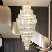 Lustre moderne avec long escalier Grande suspension en cristal Lobby de villa Luminaire suspendu Fournisseur