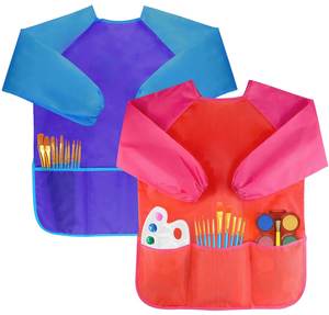 مريلة فنية للأطفال لطيفة بأكمام طويلة مقاومة للماء للرسم والتلوين للأطفال ، مريلة فنية للتنظيف - Product Image 6
