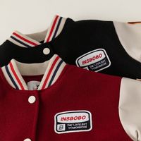 Chaqueta Varsity para Bebés al por Mayor, Diseño con Parches, Estilo Béisbol, Ropa Exterior para Niños, Abrigo para Niños Pequeños