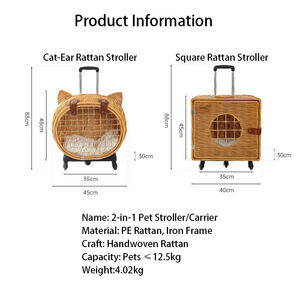 Langlebige, Niedliche, Kleine, Tragbare, Trendige Haustier-Transportbox für Katzen mit Rädern - Product Image 6