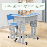 Ensemble de chaises et de bureaux pour élèves de l'école primaire, réglables en hauteur, durables, en acier tubulaire, MDF, tables et chaises d'école en bois