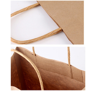 Bolsas De Papel Kraft marrón reciclables y reutilizables con logotipo navideño Bolsas De Papel - Product Image 4