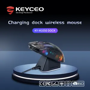 2.4G Wireless Mouse Bluetooth Wired RGB Charging Dock Wireless Mouse 4000DPI DPI Computer Custom Transparent Mouse Ergonomic