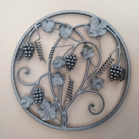 Panneau floral en fer forgé écologique OUYA avec raisins et feuilles de vigne, diamètre 600 mm
