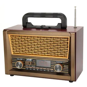 rechargeable wooden retro radio manual digital stereo speaker with AM FM SW 3 band radio
