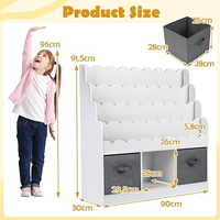 Étagère de rangement pour livres d'enfants, bibliothèque à 4 niveaux pour tout-petits, présentoir à livres en bois festonné pour salle de jeux, chambre d'enfant