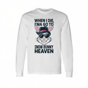 Snow Bunny Heaven T-shirt à manches longues en coton blanc unisexe taille adulte M L XL XXL - Product Image 2