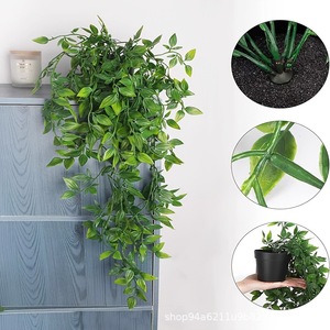 Grandes plantes artificielles suspendues, Datura à 9 branches avec pot, décoration intérieure et extérieure - Product Image 3