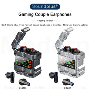 M60 una scatola di due paia di coppia auricolari Wireless da gioco in auricolari auricolari con Display di alimentazione a LED e 45ms a bassa latenza - Product Image 2