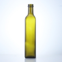 Bouteille en verre cylindrique vert antique de qualité supérieure pour huile comestible et vinaigre, 500 ml, protection UV avec filetage à vis