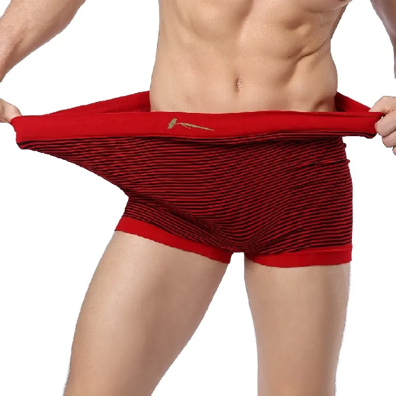 OEM Stripes Super Stretchy Bamboo Fabric Customized Logo Private Label Custom Boxer Mens Sexy Underwear
