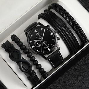 LP14 Nuovo Orologio da <span class=keywords><strong>Uomo</strong></span> Casual Moda Set Bracciale Commercio Estero Vendita all'Ingrosso Tendenza Sportiva Cinturino in Pelle <span class=keywords><strong>Orologi</strong></span> Business - Product Image 3