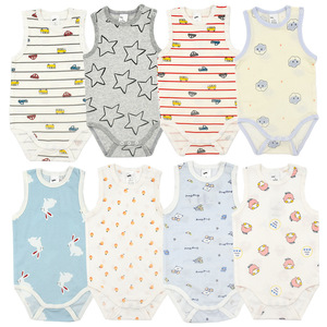 Ropa infantil de verano para niños y niñas, chaleco sin mangas para bebés, pelele triangular, traje para gatear, diseño estampado de talla grande para extranjeros - Product Image 2