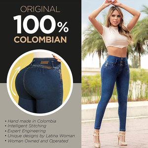 Jeans skinny taille haute pour femme, jeans colombien extensible, effet lifting des fesses - Product Image 4