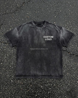 T-shirt vintage délavé effet soleil, coupe ample, style usé, avec trous déchirés, en coton surdimensionné pour homme