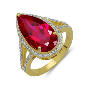 Gourik Argent Sterling 925 Plaqué Or Flash Géométrique Lab. Bijoux de luxe pour femme en zircon rubis serti à griffes, cadeau idéal pour mariage et soirée - Product Image 3