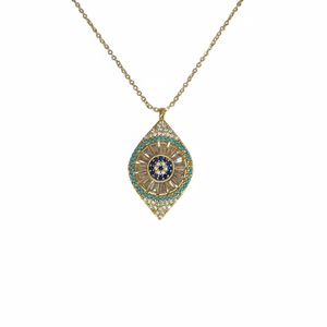 Collier à pendentif en métal doré design mauvais œil - Product Image 2