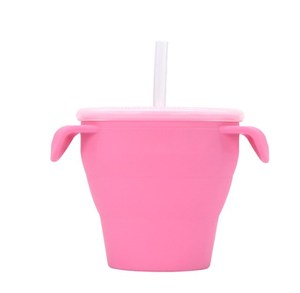 Tazón plegable de silicona de grado alimenticio para bebés y niños, suministros para madres y niños, taza de pajita para aperitivos, tazón de comida portátil para exteriores - Product Image 1