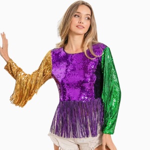 Abbigliamento Scintillante per il Mardi Gras, Top con Paillettes e <span class=keywords><strong>Frange</strong></span> per Donne, Disponibile in Magazzino - Product Image 2