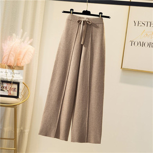 Classical Ladies Autumn New Arrival High Waist Loose Leg Solid Soft <strong>Wool</strong> <strong>Pants</strong> - Product Image 5