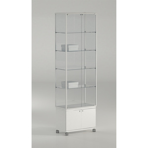 Vitrina con Marco de Aluminio de 75 cm de Ancho y 220 cm de Alto, Puertas de Vidrio Blanco, Estantes Ajustables, Mueble de Exhibición - Product Image 1