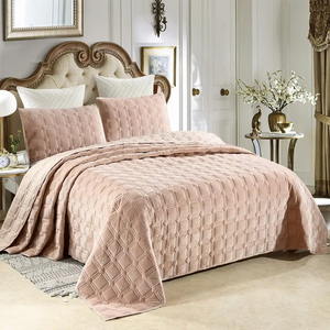Colcha de algodón de terciopelo de gama alta, funda de cama de doble cara, colchas <span class=keywords><strong>y</strong></span> <span class=keywords><strong>cobertores</strong></span>, edredón de cama para parejas, colchón de punto a cuadros - Product Image 1