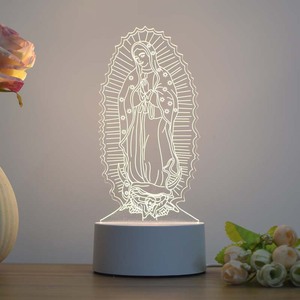 Lámpara LED Acrílica Personalizada de Fábrica con Patrón de Iglesia, Luz Nocturna de Jesús, Lámpara de Ilusión 3D de la Virgen María, Luz Cálida para Sala de Estar - Product Image 1