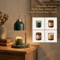 Lampe chauffe-bougie en métal 4 couleurs (noir, blanc, or, or rose) avec base en marbre, compatible avec les bougies en pot, en gobelet et en pilier