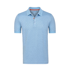 Polo de Punto con Estampado Geométrico Azul Claro para Hombre, Manga Corta, Estilo Casual - Product Image 1