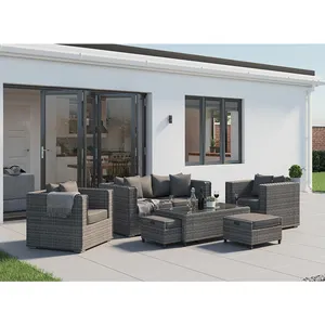 AJUNION Modern Design Wicker Rattan Garden Furniture Outdoor Sectional Sofa Patio Conversation Set