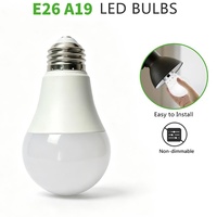 Bombilla LED A19 SMD Globo E26 AC110~120V Sin Regulación, Pantalla de PC + Copa de Aluminio Recubierta de Plástico, CRI Ra80, Residencial, 20000 Horas