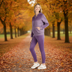 Tc435r Tuta da donna con cappuccio, chiusura con cerniera a tutta lunghezza, tinta unita, tessuto traspirante, vestibilità regolare, abbigliamento autunnale - Product Image 2