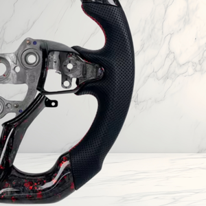 Volante Deportivo Personalizado YZ de Fibra de Carbono Forjada con Cuero Perforado y Franja Roja para <span class=keywords><strong>Hyundai</strong></span> I30 I20 <span class=keywords><strong>Accent</strong></span> I10 I20 Getz, Accesorios Interiores para Auto - Product Image 4