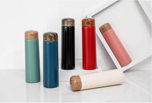 Bouteille isotherme de poche en acier inoxydable à double paroi, avec couvercle couleur grain de bois, mini 250 ml 150 ml, avec infuseur à thé - Product Image 2