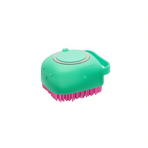 Cepillo de aseo para mascotas GroomBathing, de silicona ergonómica con cerdas densas, mango azul y rosa, herramienta para baño y masaje de mascotas - Product Image 1