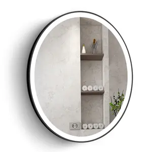 사용자 정의 알루미늄 타원형 모양 욕실 거울 조명 통합 LED 화이트 색상 선택 가능한 현대 거울