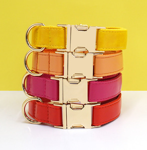 Conjunto de correa de cuello de perro de moda de lujo impermeable suave cuero vegano hebilla de oro rosa duradero elegante para perros pequeños medianos grandes - Product Image 6