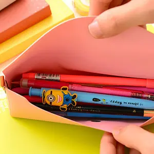 Милый пенал конфетных цветов из искусственной кожи, кавайный карандаш, канцелярский органайзер, милые сумки для карандашей