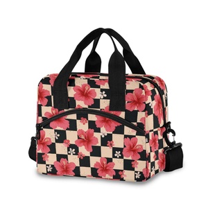 Portable Checkered Hibiscus Flower Reusable <b>Lunch</b> <b>Box</b> Hawaiian Insulated <b>Bags</b> Small Cooler Tote Hawaii <b>Lunch</b> <b>Bag</b> for Women - Product Image 1