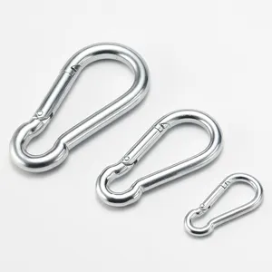 JRSGS Factory Direct Wholesale Carabiner Hook Hardware 304 316 Springs Stainless Steel Climbing Button Snap Hooks Carabiner