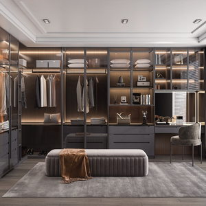 مجموعة خزانة ملابس حديثة بإطار ألومنيوم مخصص وباب زجاجي لغرفة النوم - Product Image 3