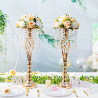 Supports de fleurs en métal doré de haute qualité, modernes, avec cristaux, pour mariage, centres de table, décorations pour la maison, utilisation sur table, décoration de mariage