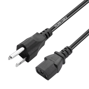 NEMA <b>Power</b> Cord 5-15P to IEC320 C13 10A 125V SVT/SJT 18AWG 3C US Standard AC Mains Wire Kettle <b>Lead</b> <b>TV</b> Projector Cable ETL - Product Image 2