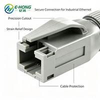 Cache-câble industriel RJ45 anti-frottement avec écrou de blocage fileté, pour fiches blindées CAT6/6A/7/8, robuste, anti-pliage, en plastique PC