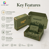 Boîte d'emballage cadeau en carton vert olive écologique de qualité supérieure, à double paroi, pour abonnement et envoi, idéale pour les voyages et les aventures.