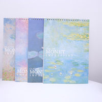 Carnet de croquis spirale avec couverture motif Impressionnisme Monet Nénuphars, assortiment pour artistes, étudiants, écoles, bureaux, anniversaires