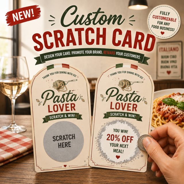 High Quality Custom Design Scratch Off Stickers Promotional Prize Game Cards for Restaurants and Fast Food