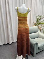 Robe longue en tricot zigzag chevron sans manches, effet ombré, crochet ondulé, robe de plage d'été, Vestidos De Playa, Robe Longue pour femmes
